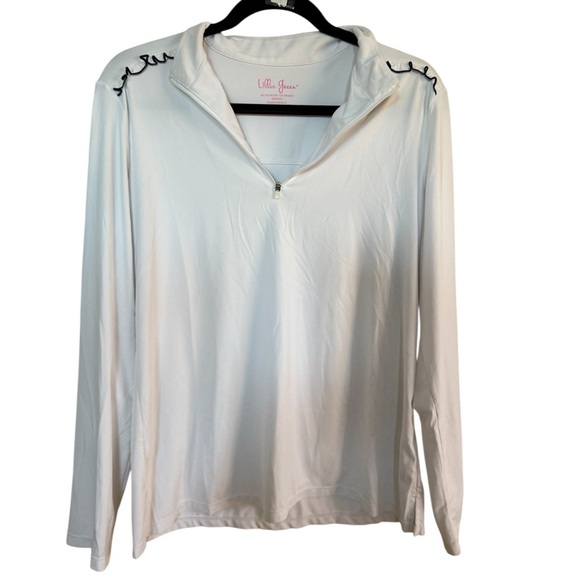 Lillie green Women's White 3/4 Zip Top Longsleeve - Picture 1 of 4